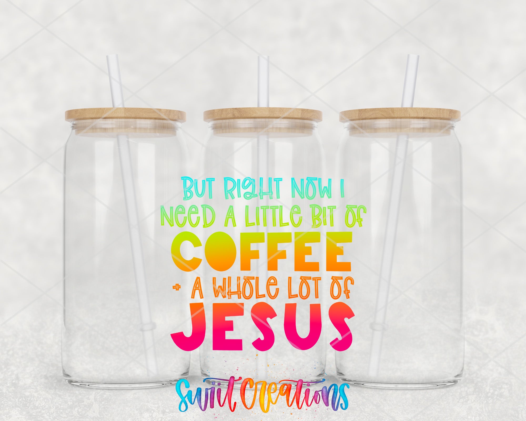 two plastic cups with straws on top of them