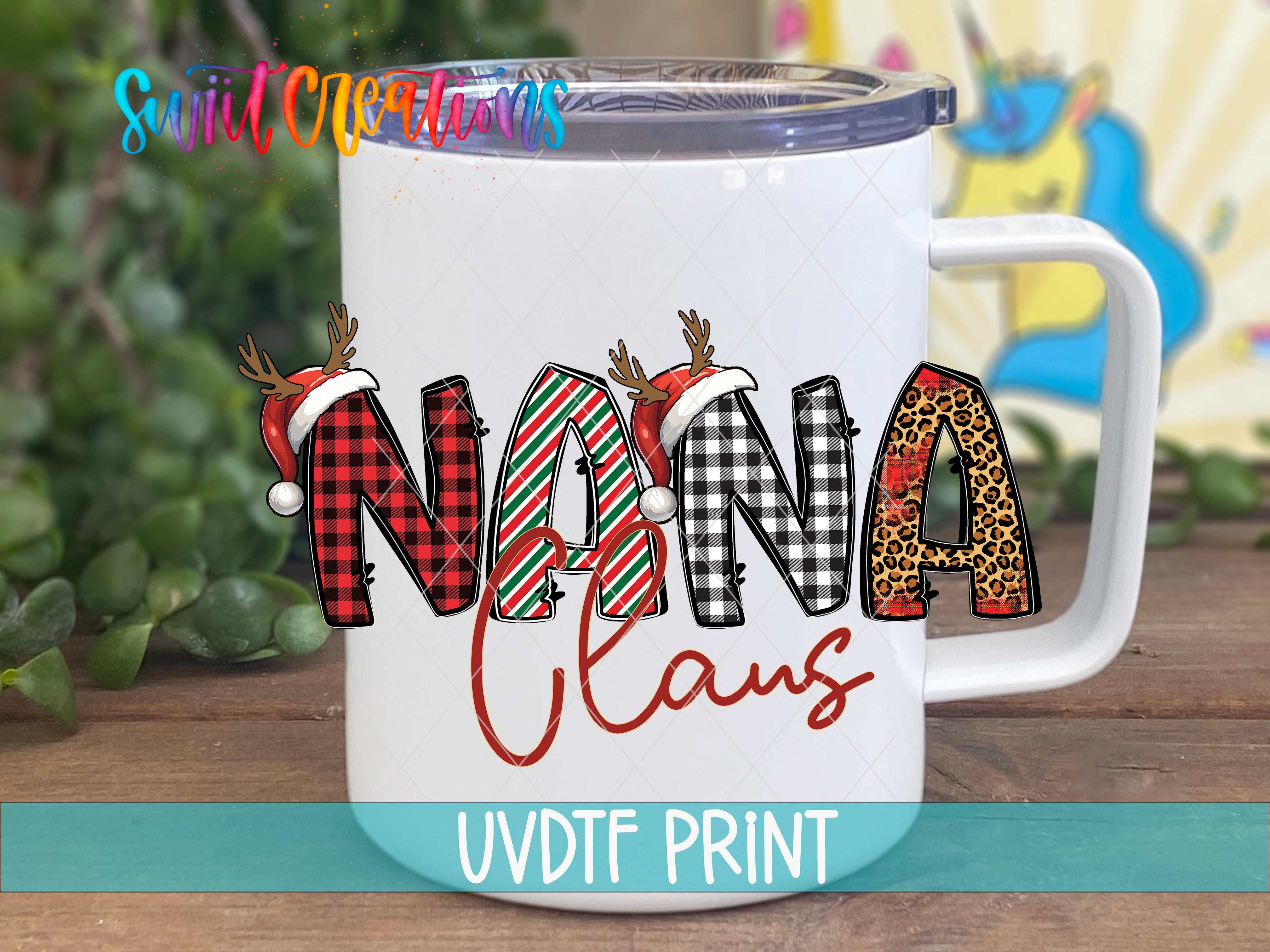 a white coffee mug with the word mama claus on it