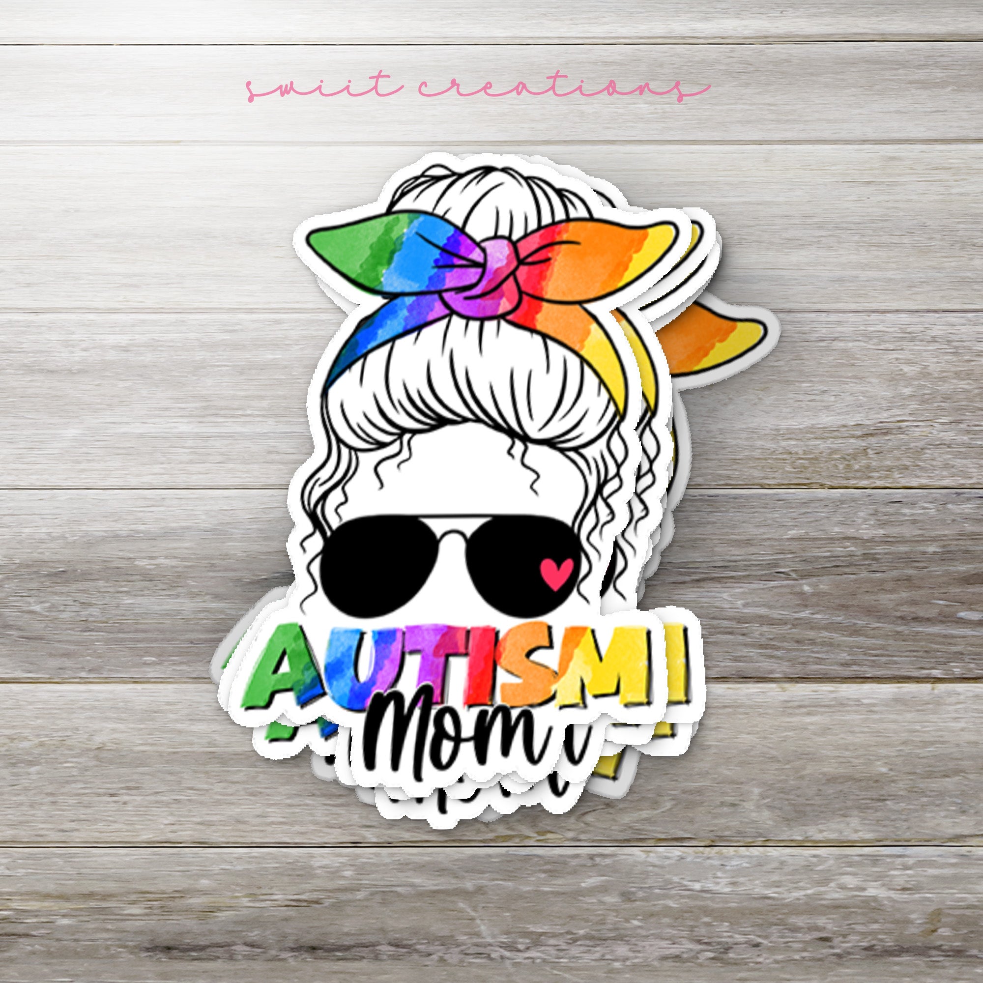 a sticker of a girl with sunglasses and a bow on her head