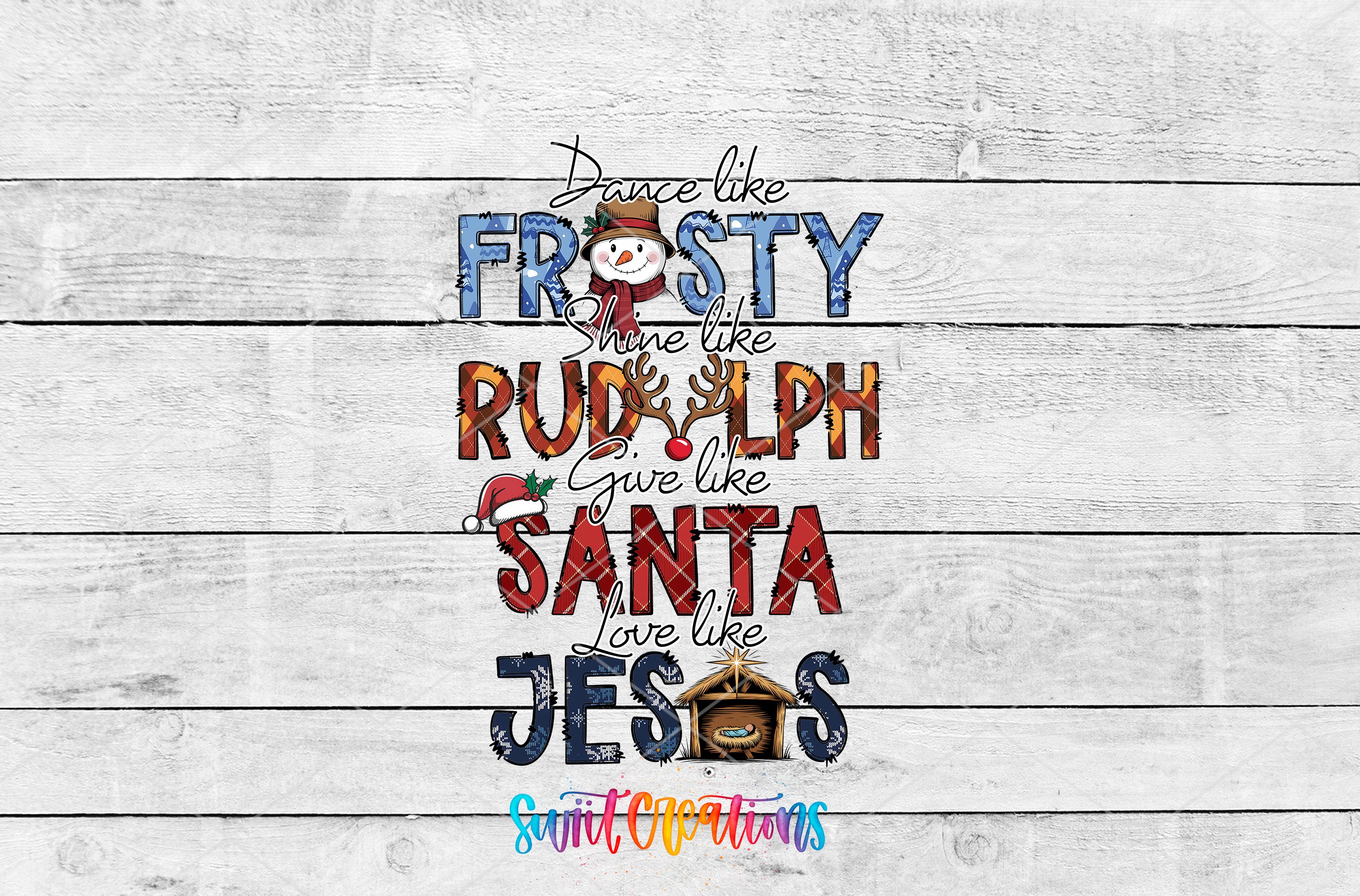 a text-based design with various Christmas-themed words and phrases arranged in a visually appealing manner.