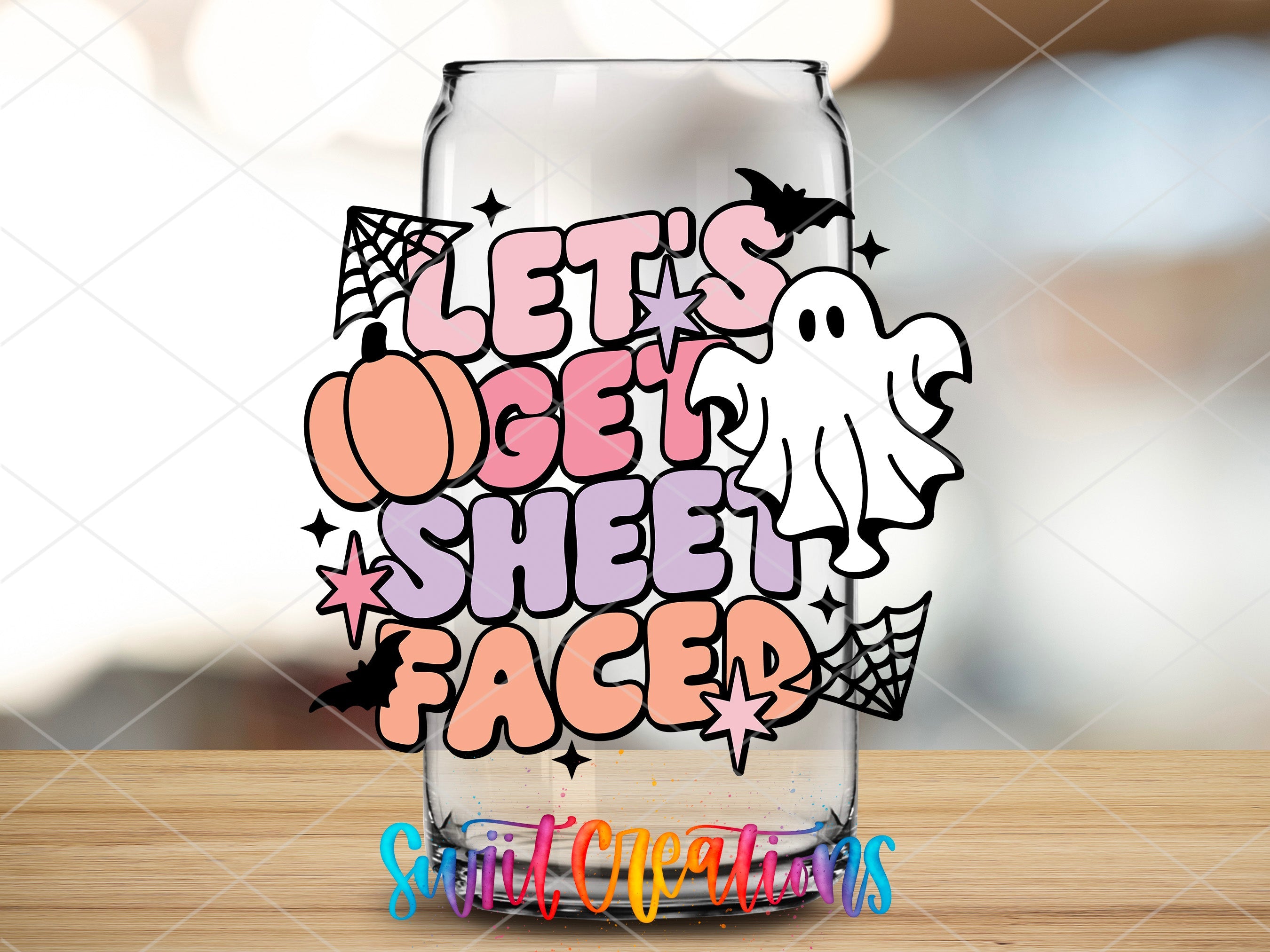 a glass with a halloween message on it