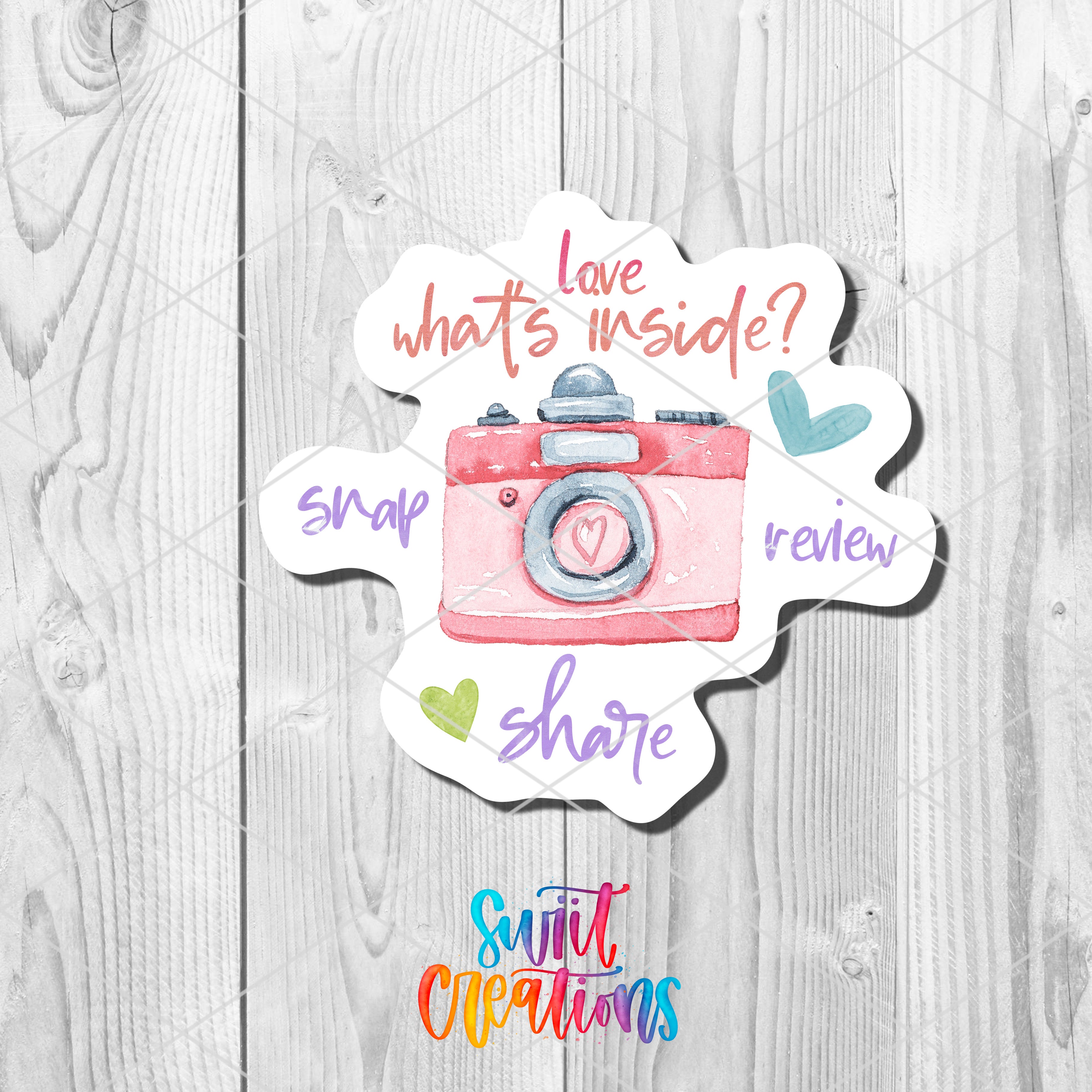 a sticker with the words love, whats inside? and a picture of