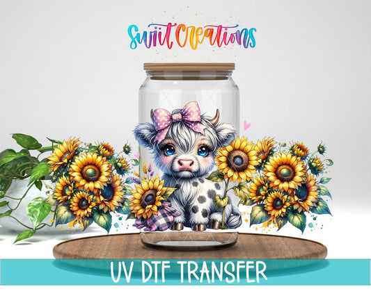 Baby Highland Cow UV DTF Transfer Tumbler Wrap | Sunflower Farmhouse | DTF018 - Swiit Creations
