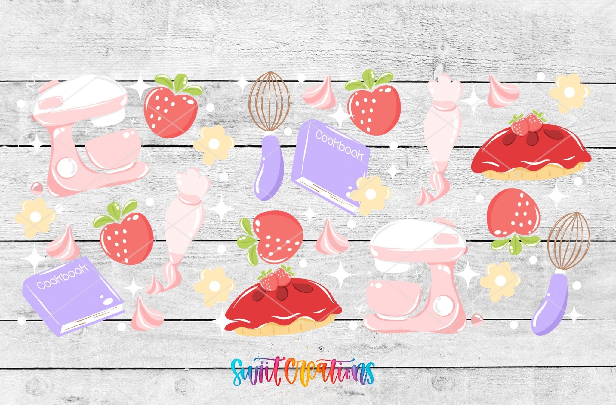 Baking Pies Strawberry Pie Baking UV DTF Transfer Tumbler Wrap | DTF322 - Swiit Creations