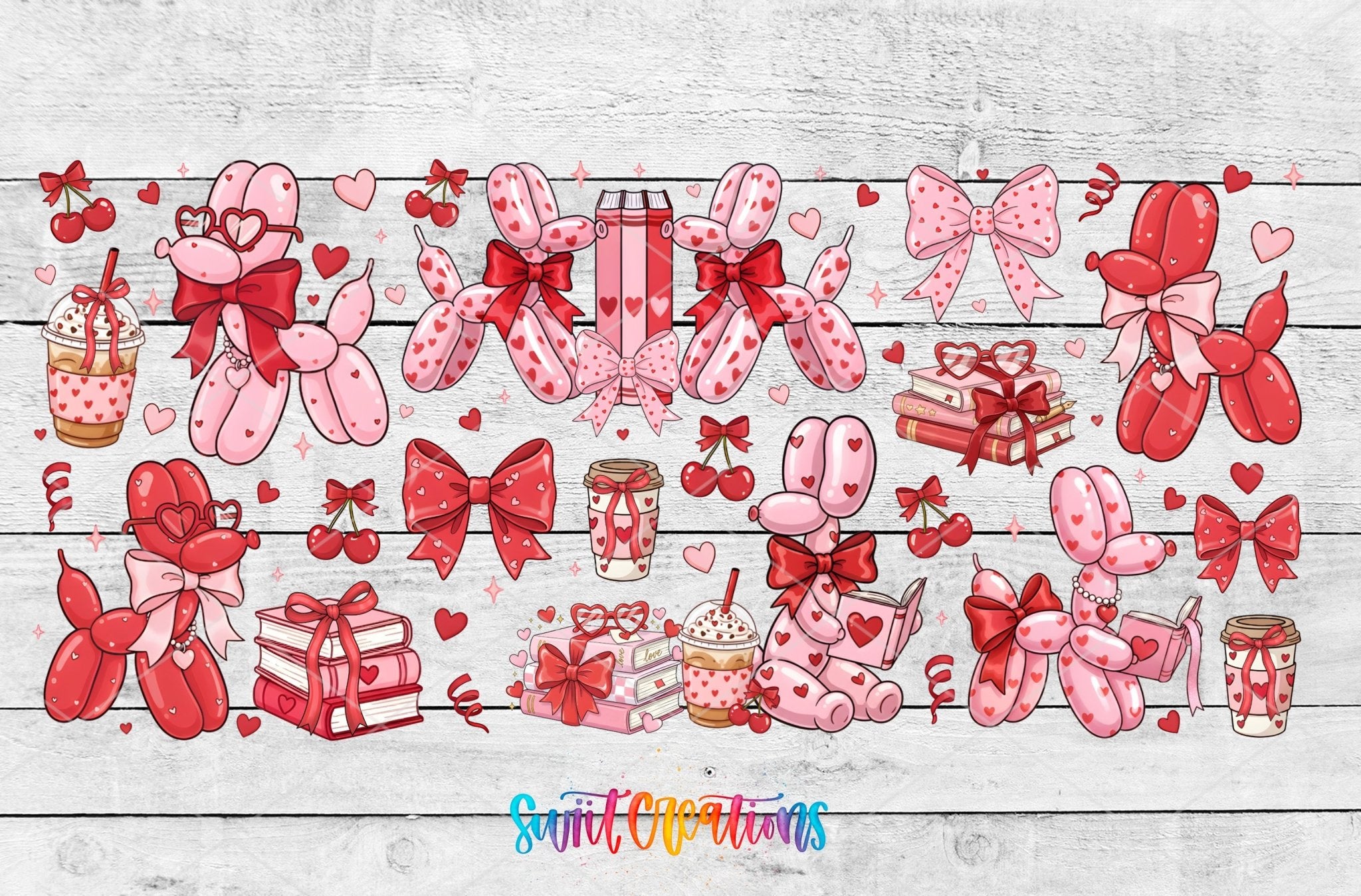 Balloon Valentine UV DTF Transfer Tumbler Wrap | DTF307 - Swiit Creations