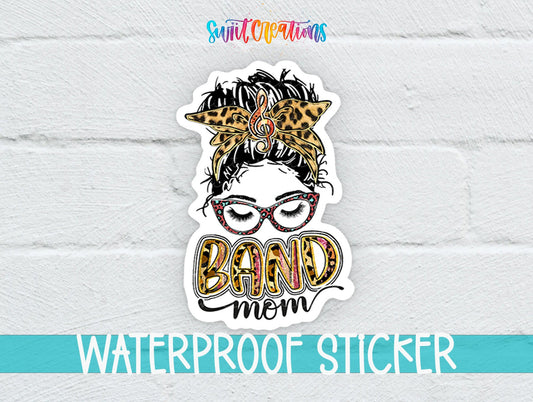 Band Mom Leopard Print Waterproof Vinyl Sticker | SS315 - Swiit Creations