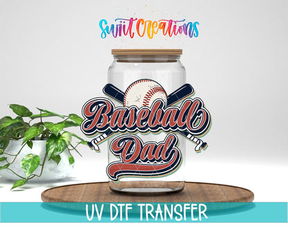 Baseball Dad UV DTF Decal | Retro Sports Tumbler Wrap | UV1501 - Swiit Creations