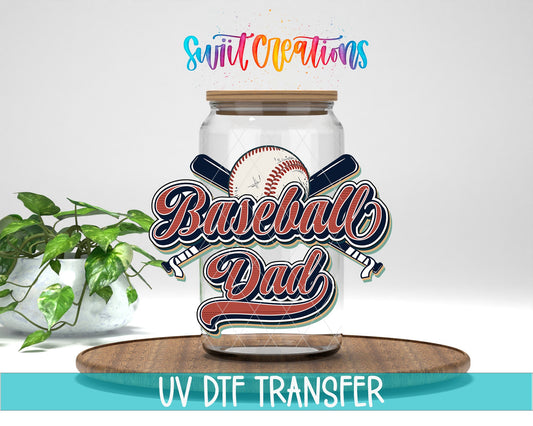 Baseball Dad UV DTF Decal | Retro Sports Tumbler Wrap | UV1501 - Swiit Creations
