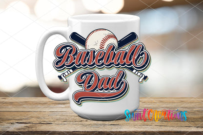 Baseball Dad UV DTF Decal | Retro Sports Tumbler Wrap | UV1501 - Swiit Creations