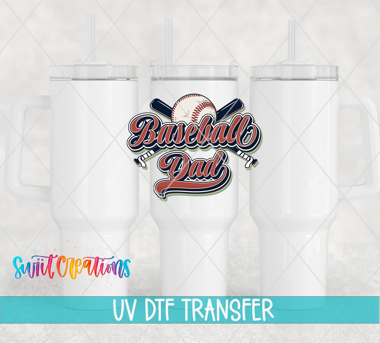 Baseball Dad UV DTF Decal | Retro Sports Tumbler Wrap | UV1501 - Swiit Creations