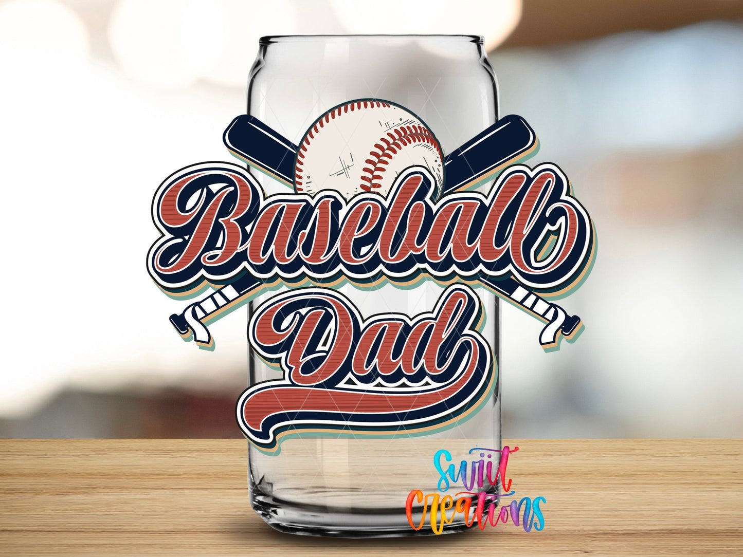Baseball Dad UV DTF Decal | Retro Sports Tumbler Wrap | UV1501 - Swiit Creations