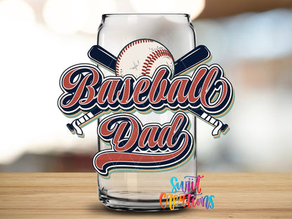 Baseball Dad UV DTF Decal | Retro Sports Tumbler Wrap | UV1501 - Swiit Creations