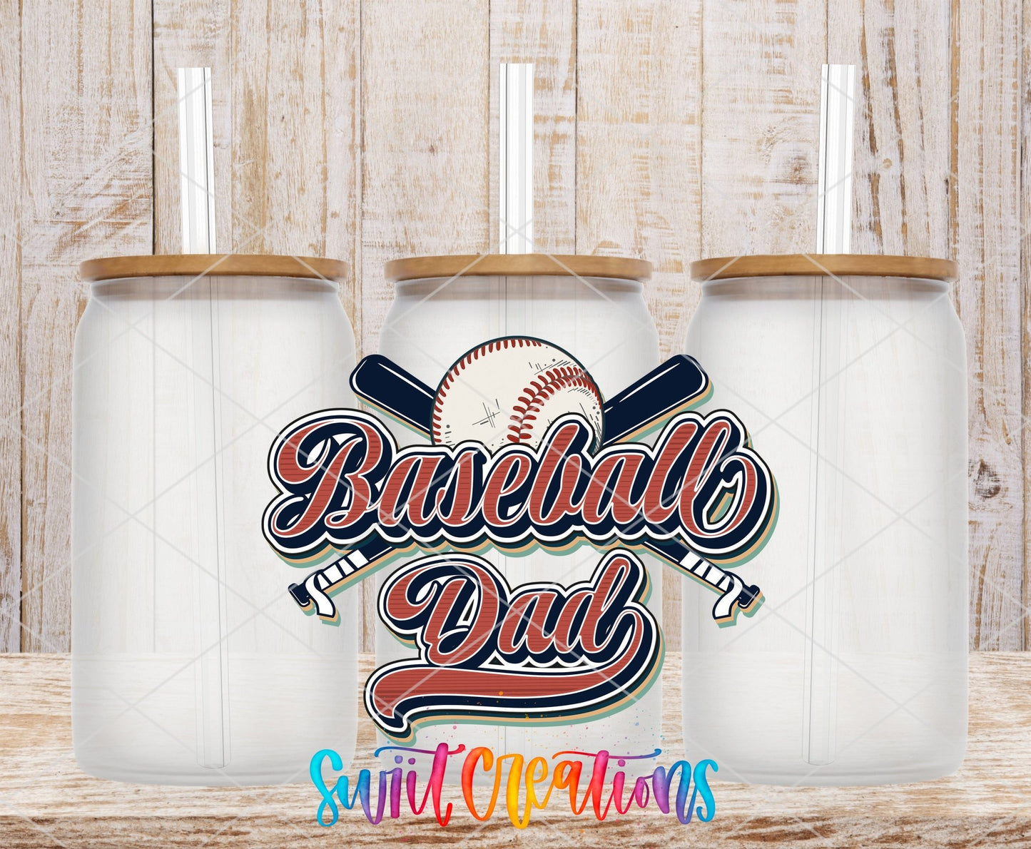 Baseball Dad UV DTF Decal | Retro Sports Tumbler Wrap | UV1501 - Swiit Creations