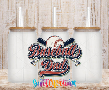 Baseball Dad UV DTF Decal | Retro Sports Tumbler Wrap | UV1501 - Swiit Creations