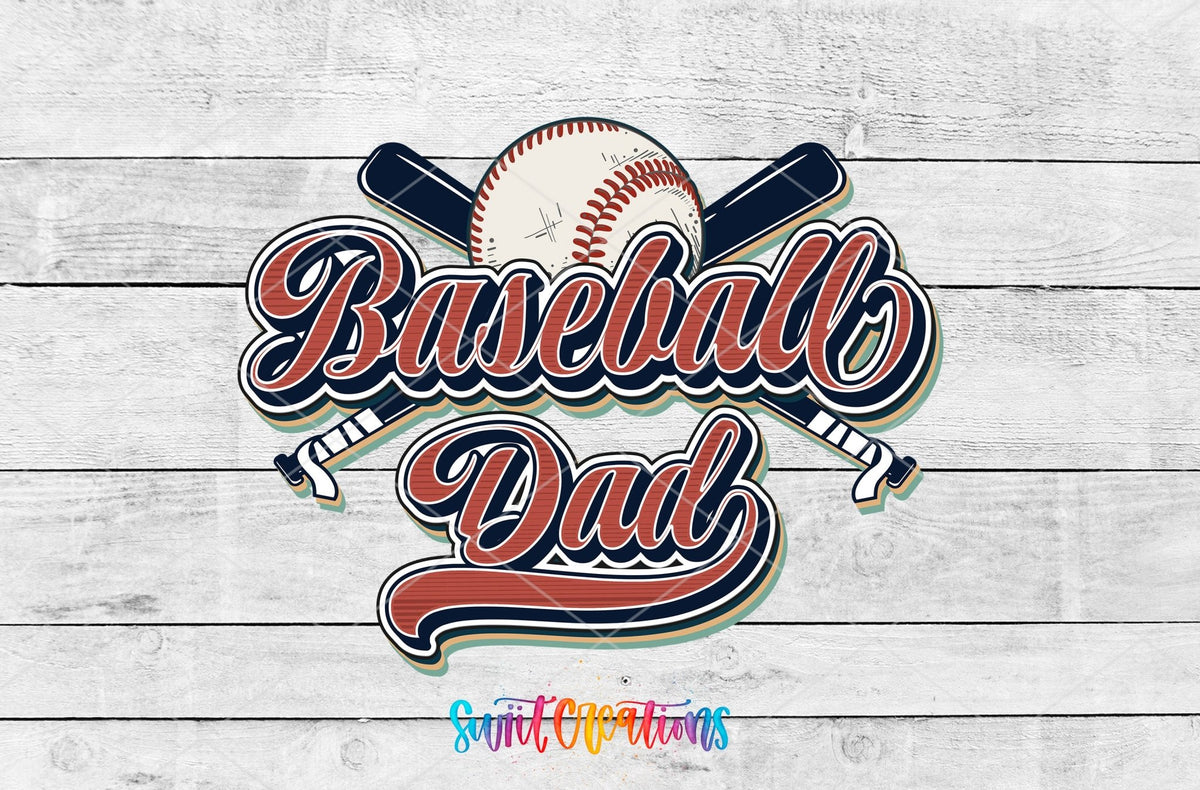 Baseball Dad UV DTF Decal | Retro Sports Tumbler Wrap | UV1501 - Swiit Creations