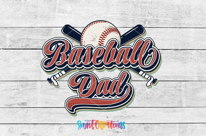 Baseball Dad UV DTF Decal | Retro Sports Tumbler Wrap | UV1501 - Swiit Creations