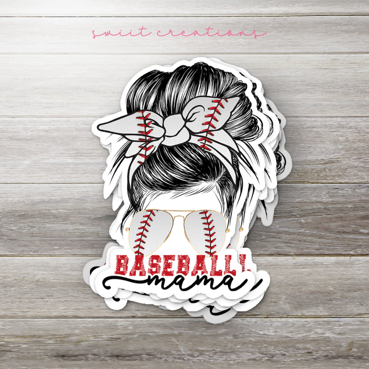 Baseball Mama Messy Bun Sticker SS829 - Swiit Creations