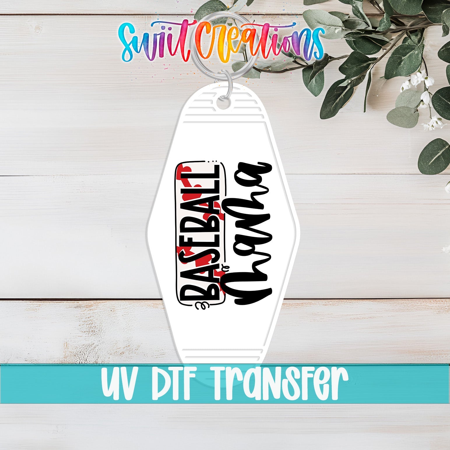 Baseball Mama Motel Keychain UV DTF Transfer | Sports Mom Design | MK582 - Swiit Creations