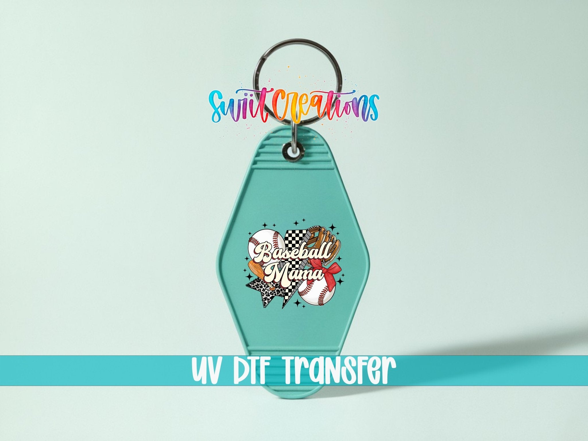 Baseball Mama Retro Starburst Motel Keychain UV DTF Transfer | Decal | MK1992 - Swiit Creations
