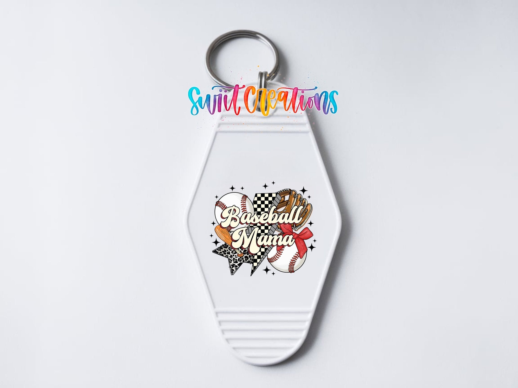 Baseball Mama Retro Starburst Motel Keychain UV DTF Transfer | Decal | MK1992 - Swiit Creations