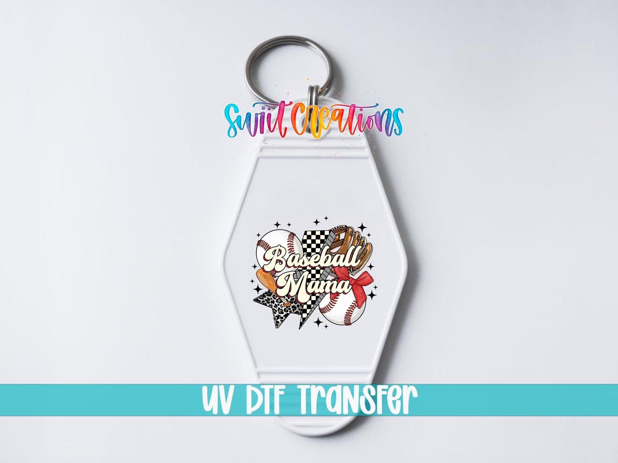 Baseball Mama Retro Starburst Motel Keychain UV DTF Transfer | Decal | MK1992 - Swiit Creations
