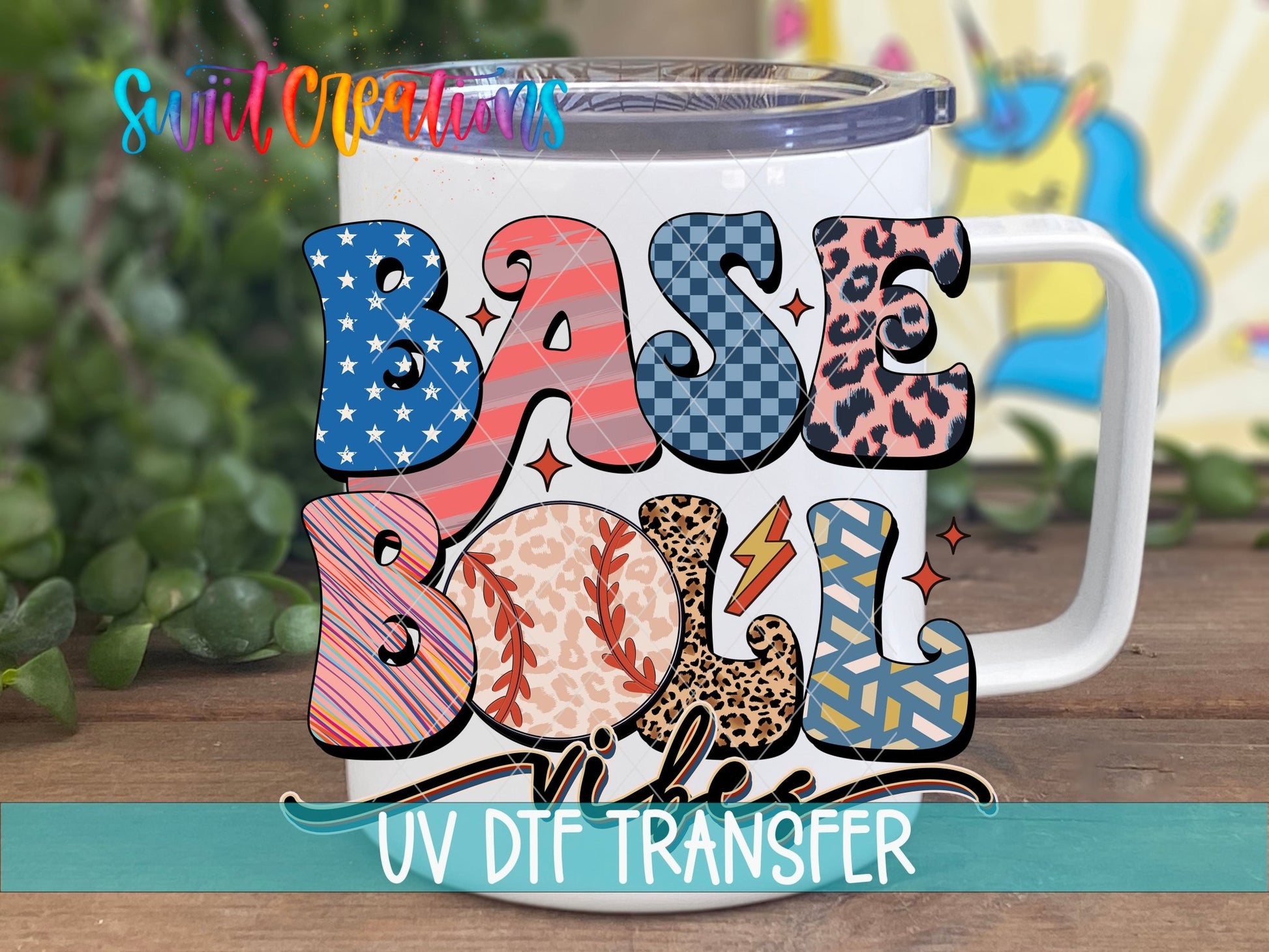 Baseball Vibes UV DTF Decal | Groovy Retro Sports Tumbler Wrap | UV1500 - Swiit Creations