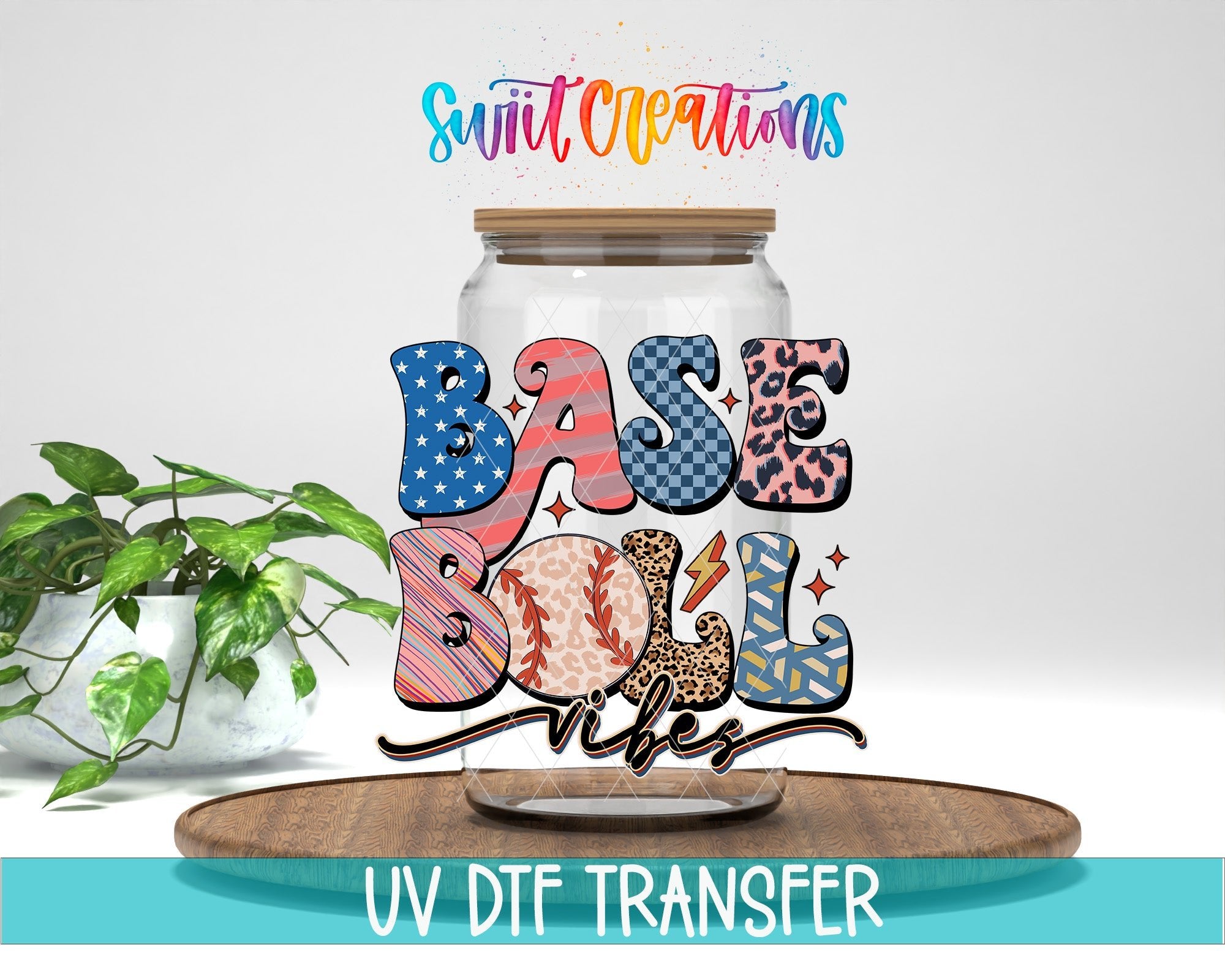 Baseball Vibes UV DTF Decal | Groovy Retro Sports Tumbler Wrap | UV1500 - Swiit Creations