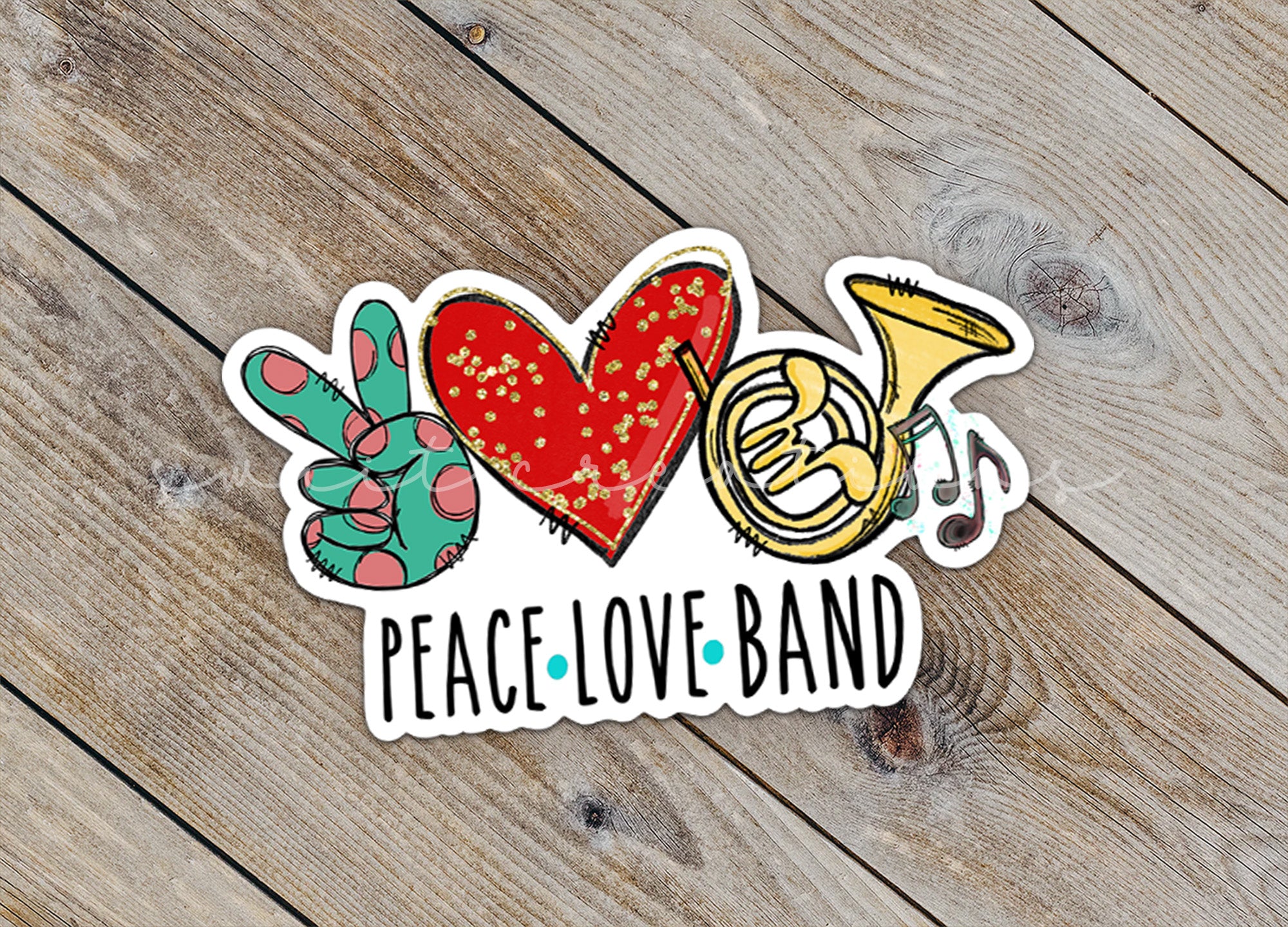 Peace Love Band Sticker SS309