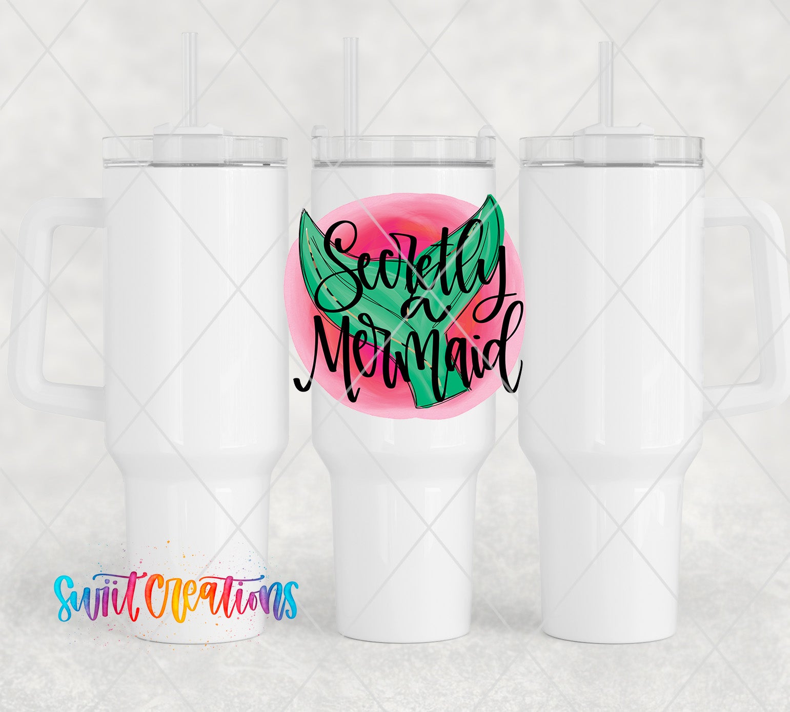 a couple of white coffee mugs sitting next to each other