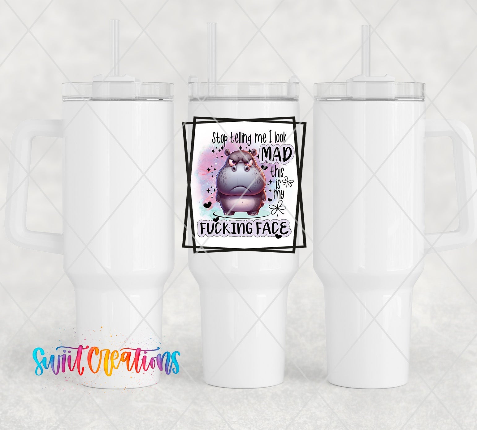 a couple of white coffee mugs sitting next to each other