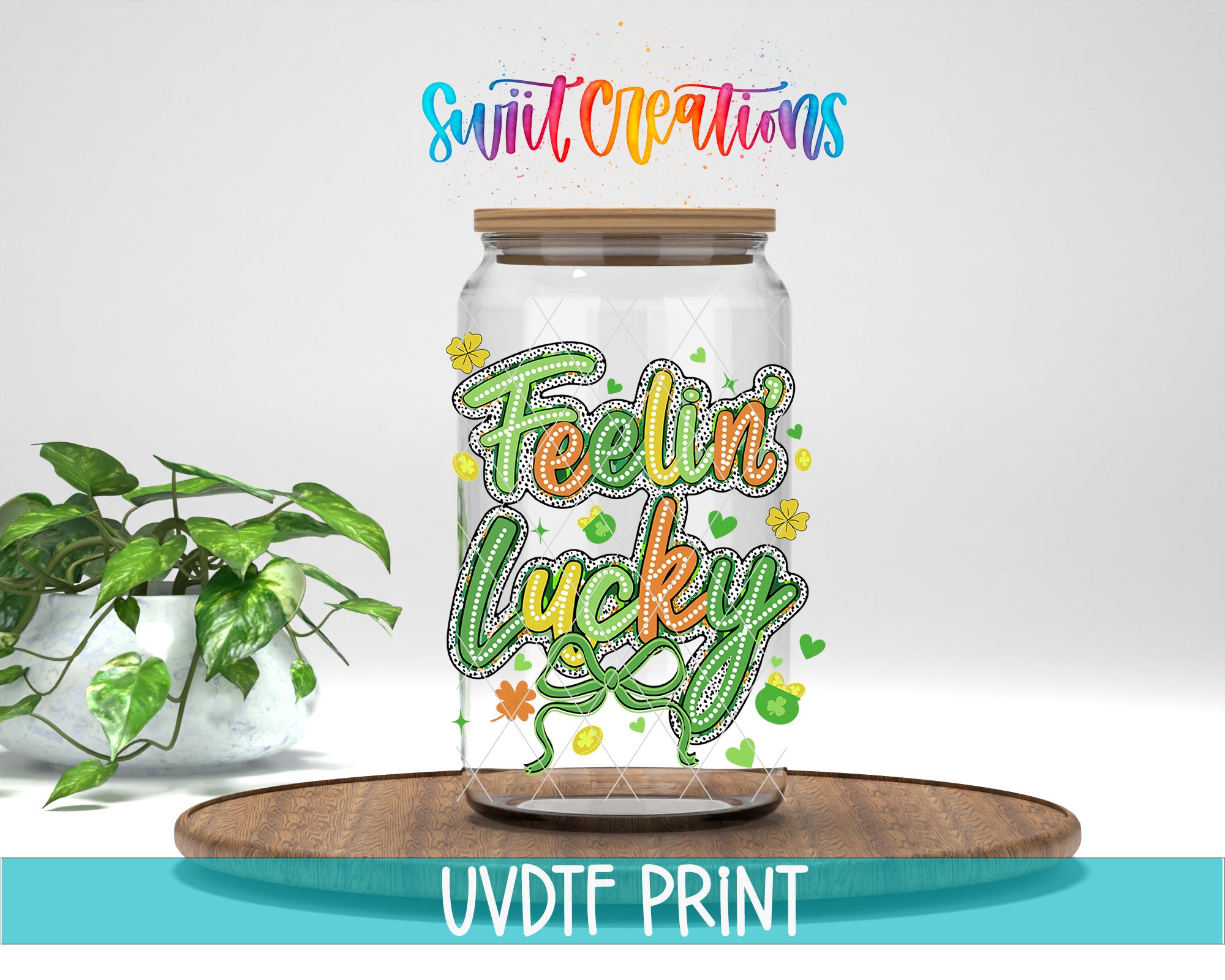 a glass jar with some writing on it