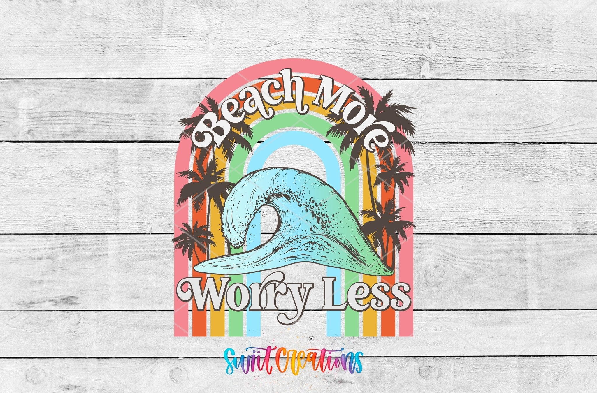 Beach More Worry Less Retro Summer Coastal Motel Keychain UV DTF Transfer | MK893 - Swiit Creations