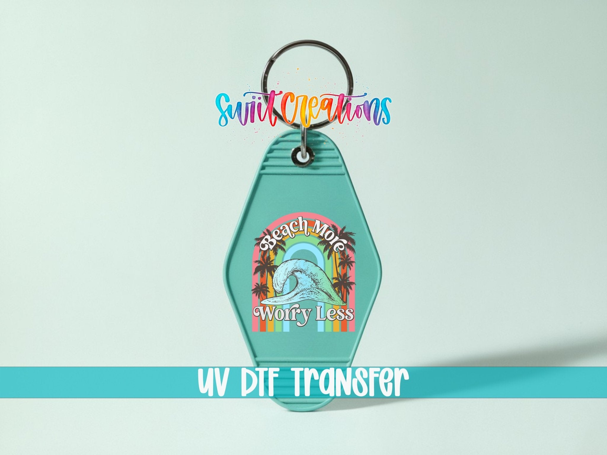Beach More Worry Less Retro Summer Coastal Motel Keychain UV DTF Transfer | MK893 - Swiit Creations