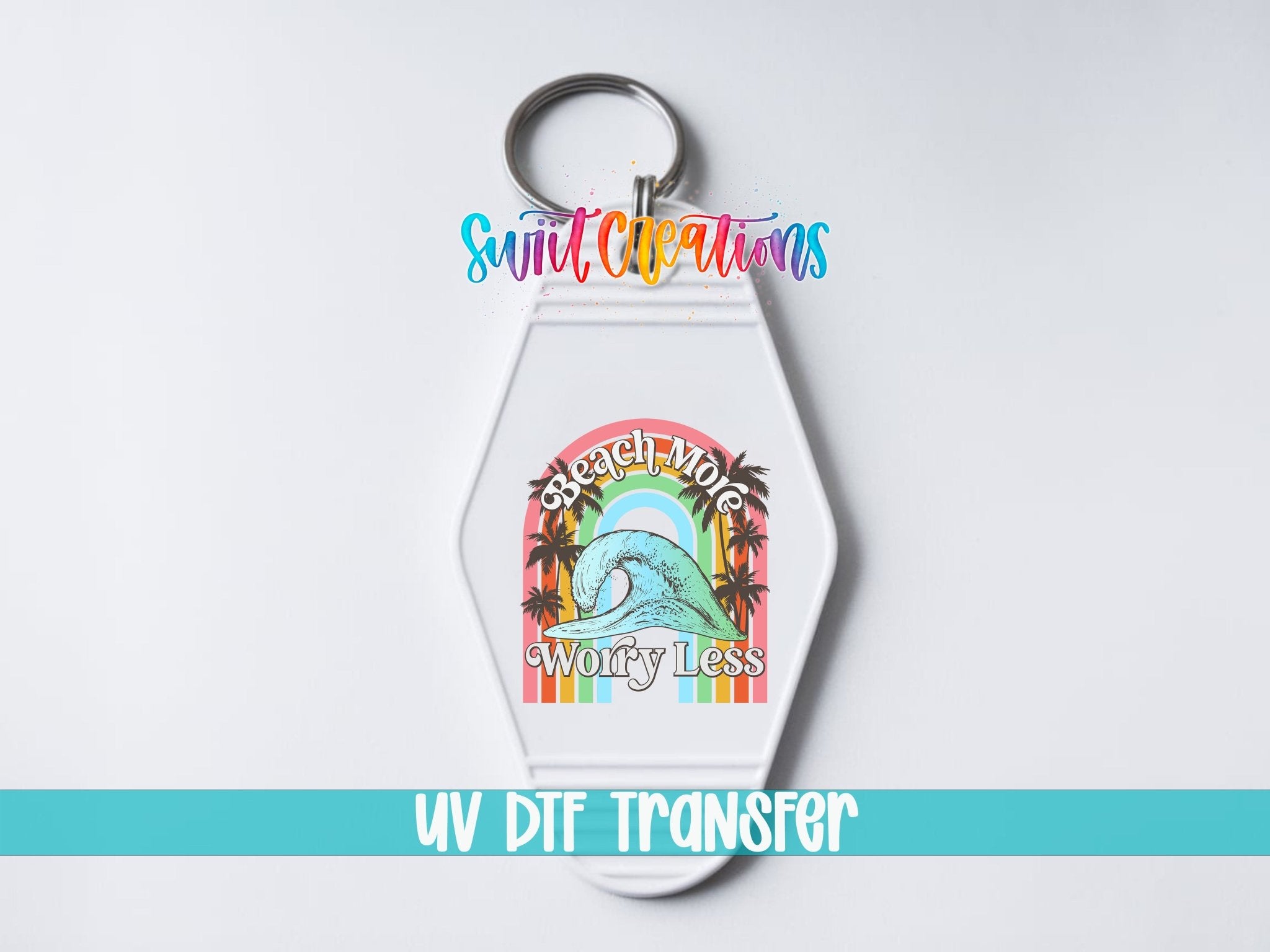 Beach More Worry Less Retro Summer Coastal Motel Keychain UV DTF Transfer | MK893 - Swiit Creations