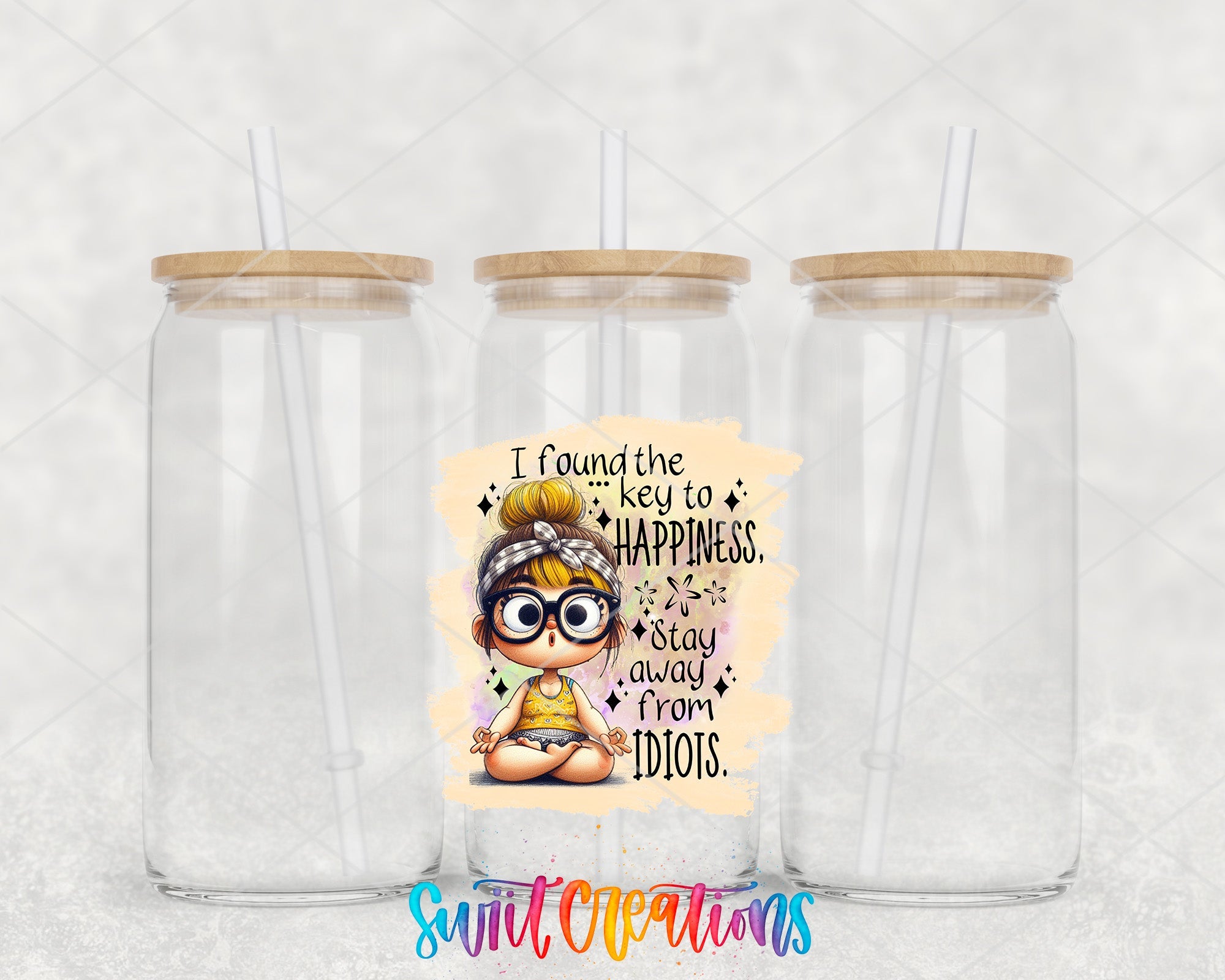 two clear tumblers with a picture of a girl on the side