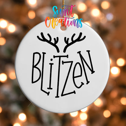 Blitzen Reindeer Name UV DTF Ornament Transfer | Antler Christmas Transfer | O-019 - Swiit Creations