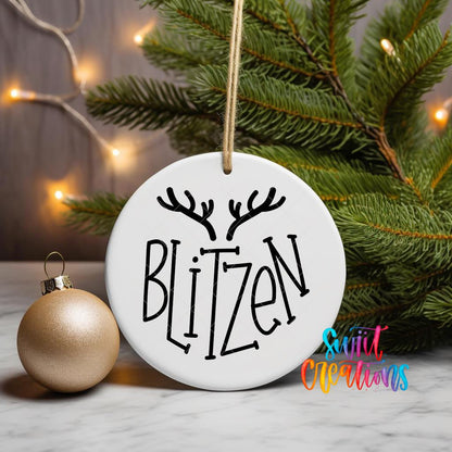 Blitzen Reindeer Name UV DTF Ornament Transfer | Antler Christmas Transfer | O-019 - Swiit Creations