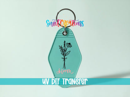 Bloom Floral Motel Keychain UV DTF Transfer | Minimalist Wildflower Decal | MK2099 - Swiit Creations
