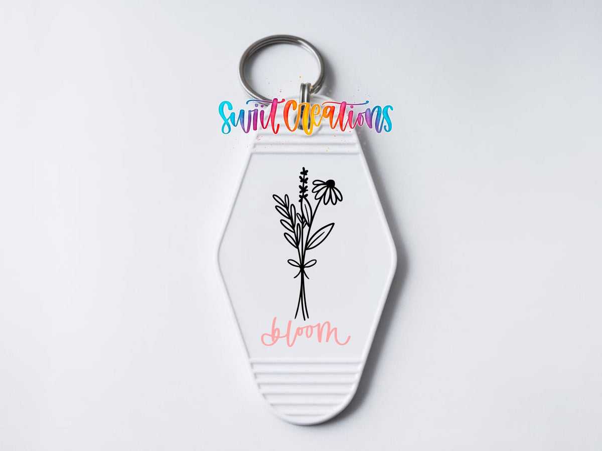 Bloom Floral Motel Keychain UV DTF Transfer | Minimalist Wildflower Decal | MK2099 - Swiit Creations