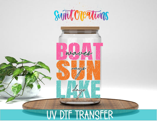 Boat Wave Sun Rays Lake Days UV DTF Cup Decal | UV850 - Swiit Creations