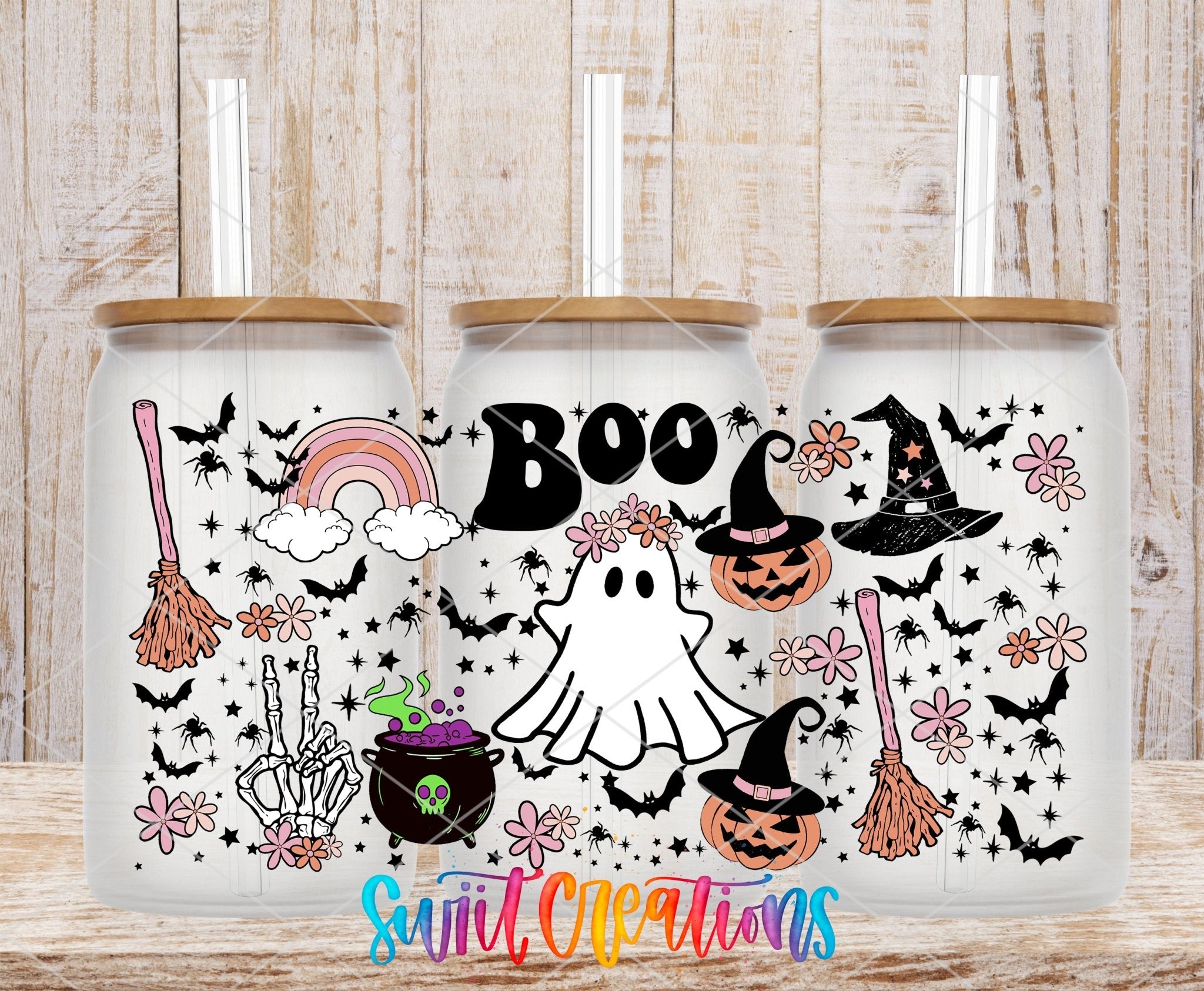Boo Ghost Pumpkin Witchy UV DTF Transfer Tumbler Wrap | DTF148 - Swiit Creations