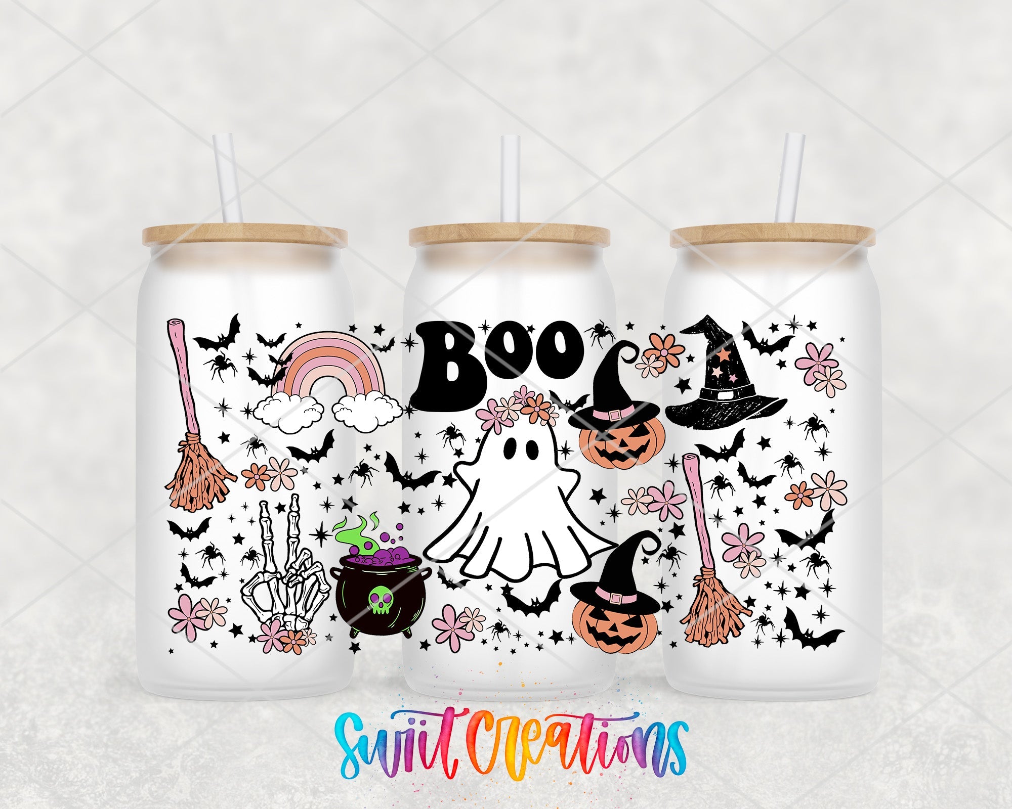 Boo Ghost Pumpkin Witchy UV DTF Transfer Tumbler Wrap | DTF148 - Swiit Creations