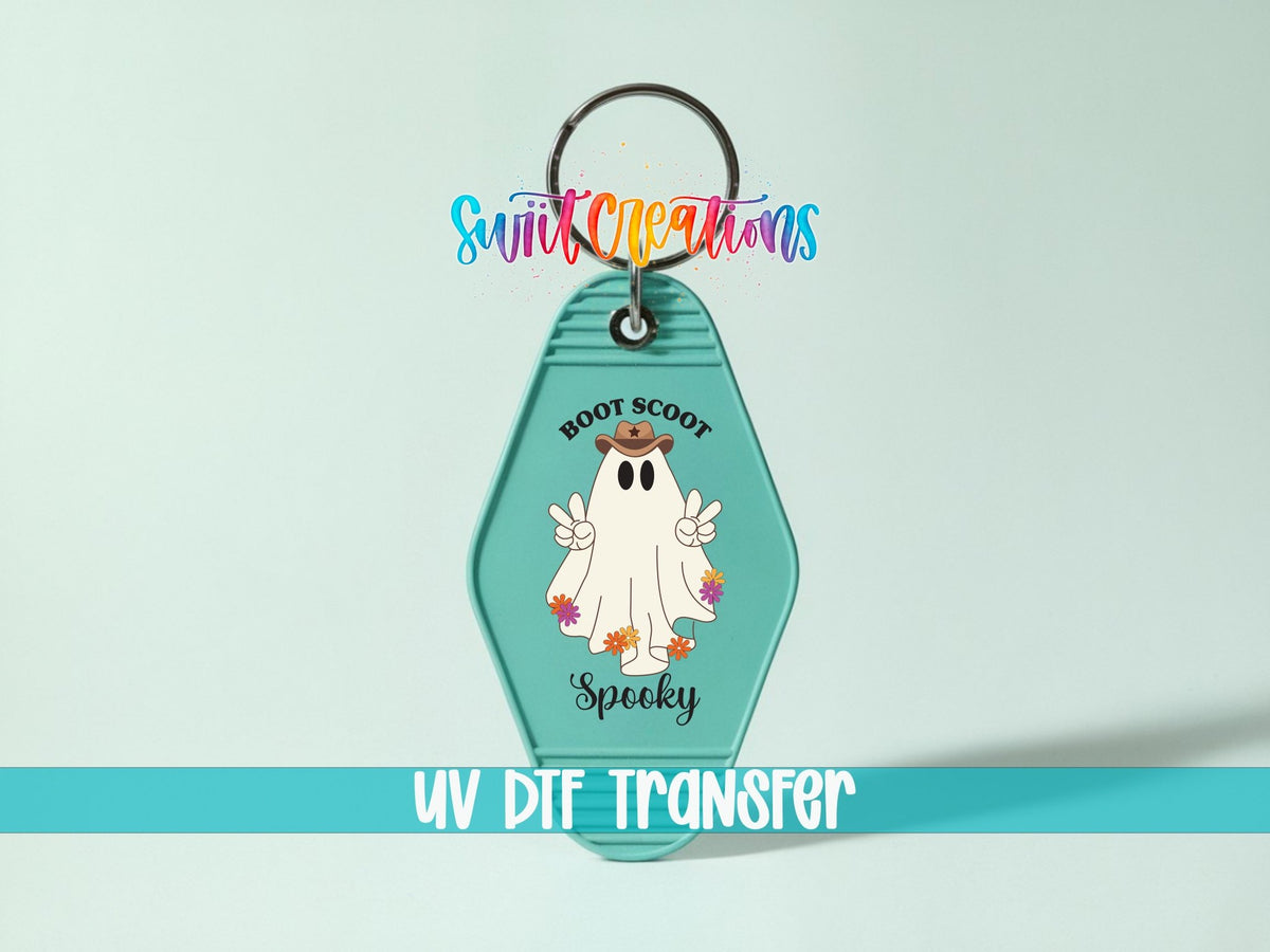 Boot Scoot Spooky Western Ghost Motel Keychain UV DTF Transfer | MK2034 - Swiit Creations