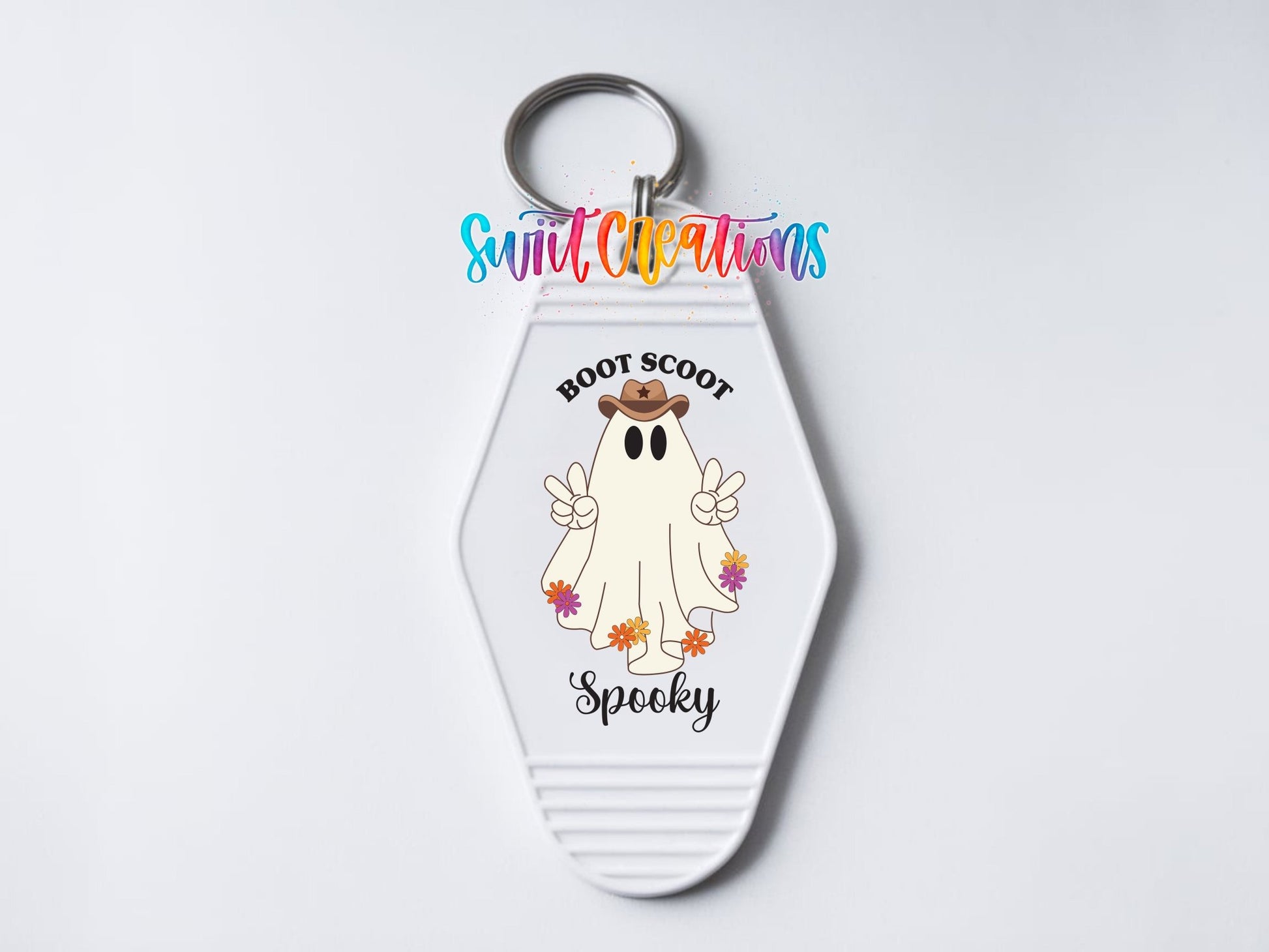 Boot Scoot Spooky Western Ghost Motel Keychain UV DTF Transfer | MK2034 - Swiit Creations