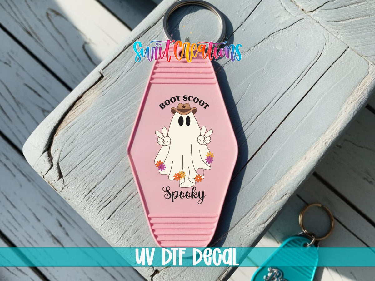 Boot Scoot Spooky Western Ghost Motel Keychain UV DTF Transfer | MK2034 - Swiit Creations