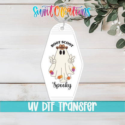 Boot Scoot Spooky Western Ghost Motel Keychain UV DTF Transfer | MK2034 - Swiit Creations