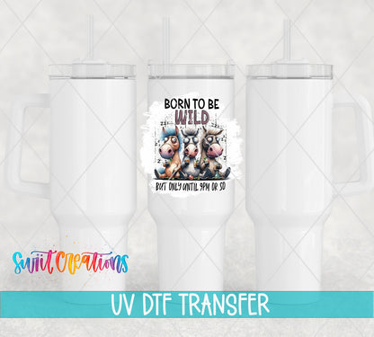 Born to Be Wild UV DTF transfer on white 40 oz tumblers