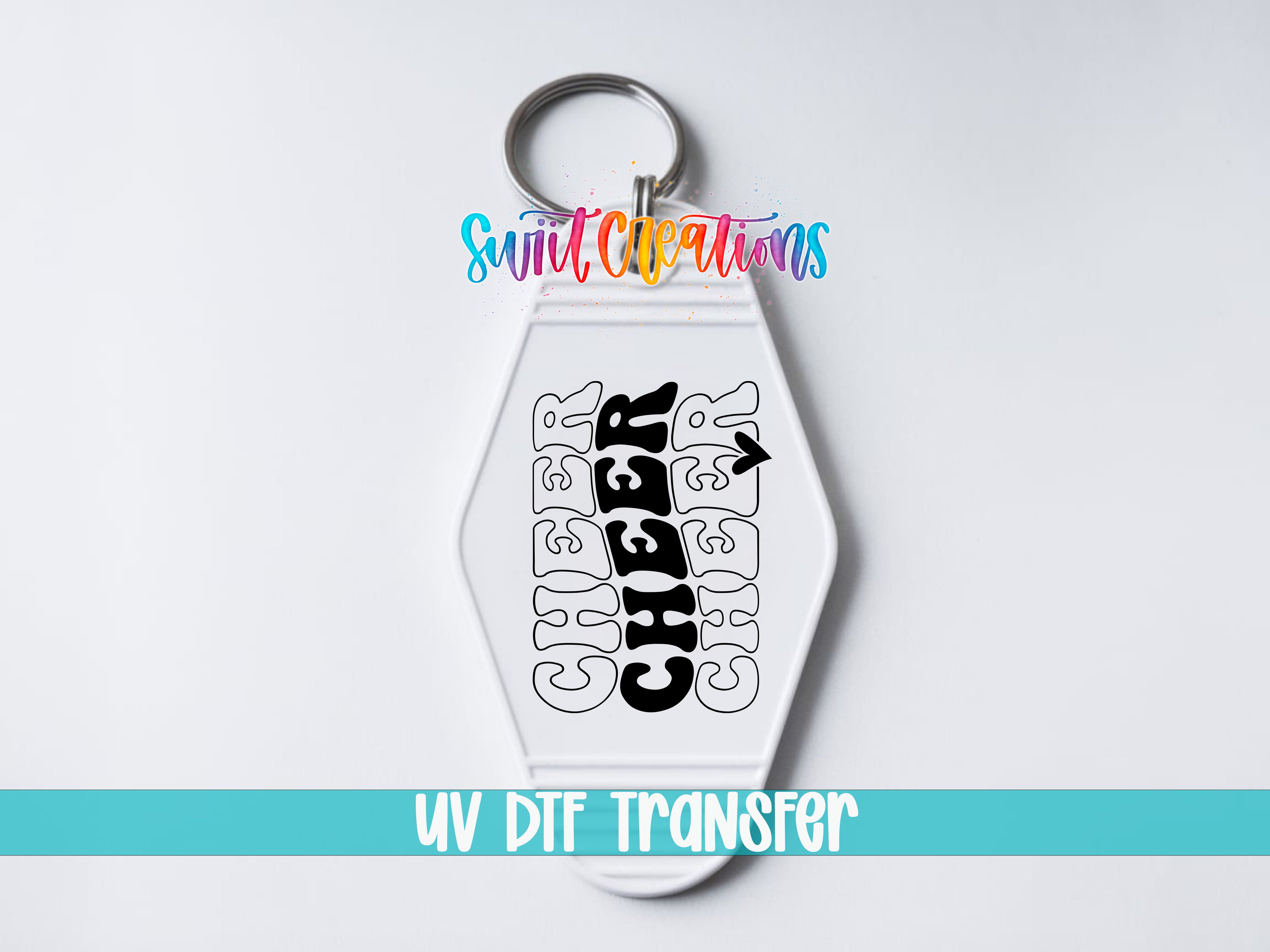 A keychain with the word "CHEER" printed on it in a stylized font.