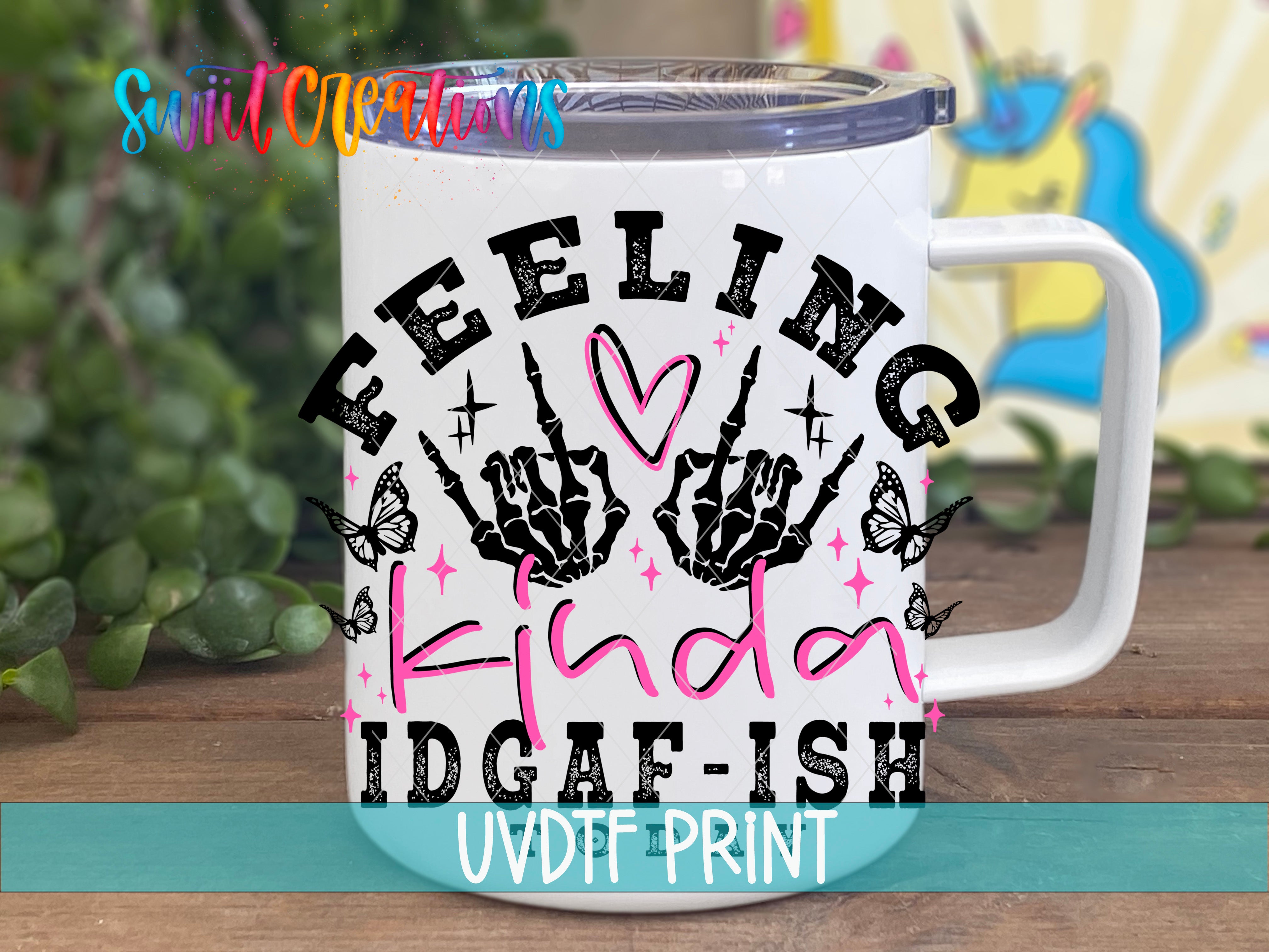 a white coffee mug with a hand print on it