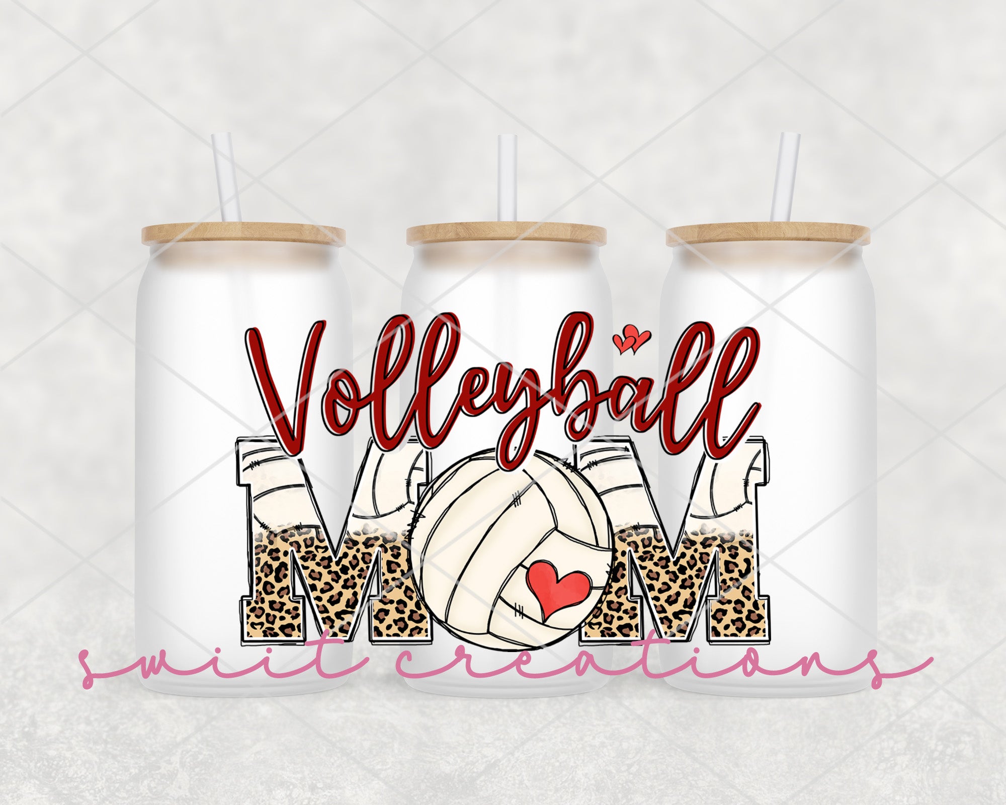 two cans of volleyball mom on a white background
